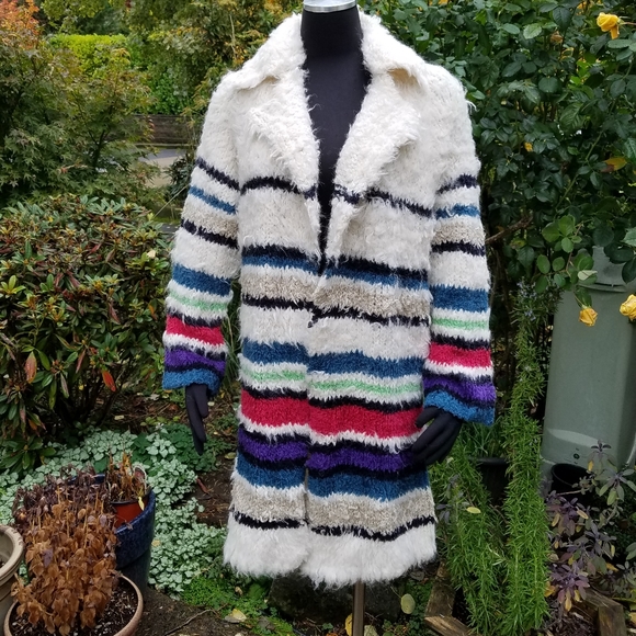 Free People Paint The Town Sweater Jacket Striped Knit Alpaca Blend Size XS NWT - Picture 5 of 16